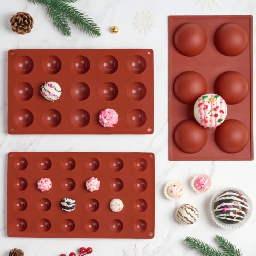 Semi Circular Silicone Chocolate Molds, 3Pcs, 6/15/24-Cavity - color: 3 Sizes Set