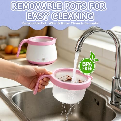 Party Desserts Candy and Chocolate Melting Pot with 2 Pots, Mini Electric Fondue Pot, Melts Candy Chocolate in a Couple of Minutes, Ideal for Cake Pops Cookies Cakes, 2.5 Cups, Pink - color: Chocolate Melting Pot (Pink)