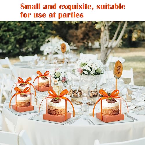 12 PCS Clear Cupcake Boxes 3.5 Inch Cupcake Containers (Orange) - color: Orange
