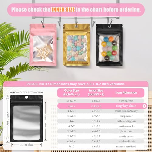 FUNFERY 100 Pack Mylar Resealable Bags, Black Foil Packaging Bags - color: Black, size: 3 x 4.7 inch