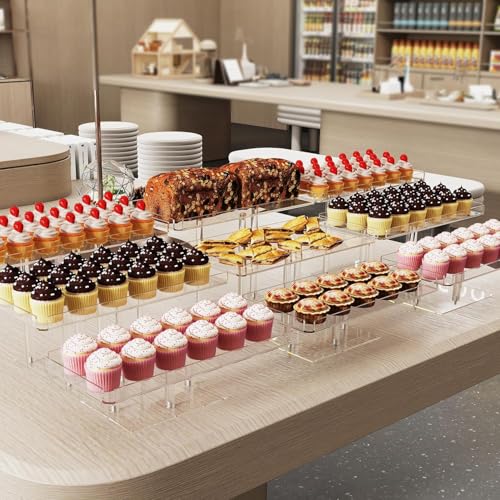 3 Tier Acrylic Cupcake Stand, Transparent Dessert Display - size: 11" x 11" x 2"