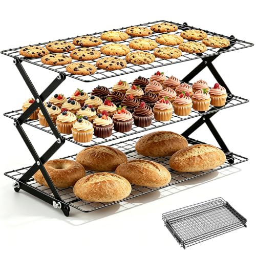 Collapsible Cooling Rack 3-Tier Foldable Cookie Cooling Rack for Baking - size: 3-Tier