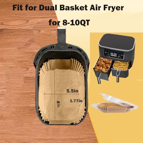 M-bestl 250 Pcs Air Fryer Liners Disposable for Dual Basket 4-10QT - size: Rectangle-250pcs