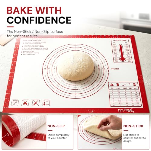 XL Silicone Pastry Mat for Baking Dough Mat, Extra Large 28x20 inches Red - color: Red