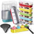 Blushtier 150 Pcs Mini Loaf Pan with Lid & Spoon, Cow Blue Sky White Cloud - color: Cow Blue Sky White Cloud