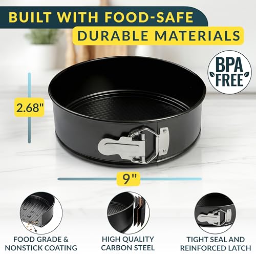 Cheesecake Pan 9" Carbon Steel With Removable Bottom – Leakproof Design - size: 9 Inch