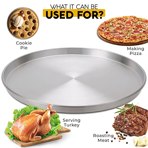 Alpine Cuisine Aluminum Round Baklava Tray 16-inch - Bakeware Pizza Cooking Pan for Oven - Durable Round Pizza Tray For Pie Cookie - Healthy & Heavy Duty, Rust Free & Dishwasher Safe - size: 16" Round