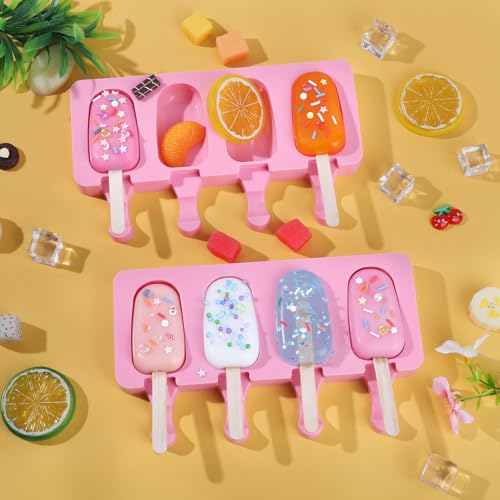 Ouddy Life Popsicle Molds Set of 2, Ice Pop Molds Silicone Cake Pop Mold - color: Pink
