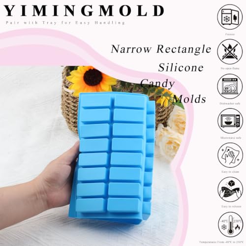 40 Cavity Narrow Rectangle Silicone Candy Molds Set Of 2