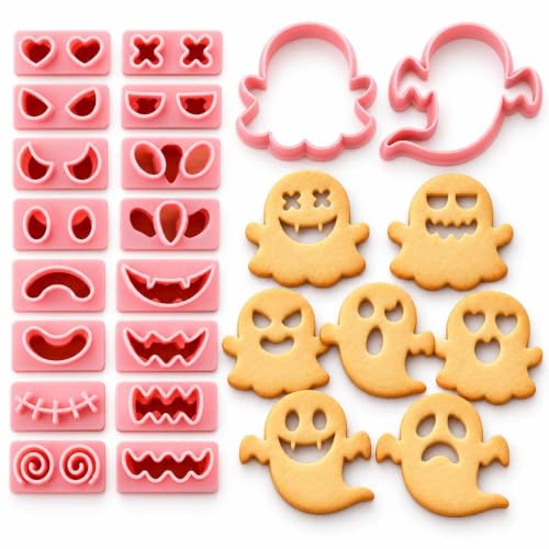 Ghost Halloween Cookie Stamps Set, 10 Pieces 3D Pressable Cookie Cutters - color: Ghost