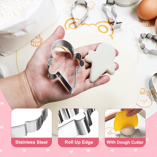 12Pcs Popsicle Mini Cookie Cutters Set with Dough Scraper