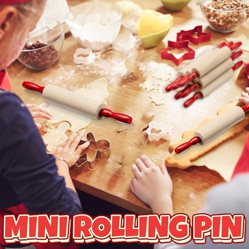 7.5 Inch Mini Wooden Rolling Pins (6-Pack) Kids Play Dough Rolling Pin Set