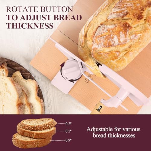 Manual Bread Slicer for Homemade Bread,Even Slicing from Thin to Thick - color: Sakura Pink