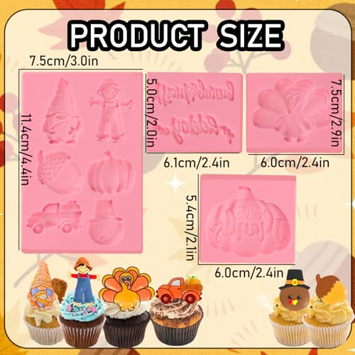 Scarecrow Thanksgiving Fondant Molds, Gnome Pumpkin Silicone Molds