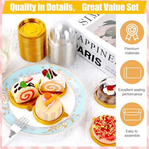 100Pcs Mini Cupcake Containers with Dome Lids and Stickers