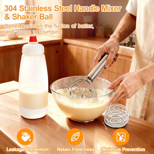 Pancake Batter Dispenser Bottle Kit (White) - color: White