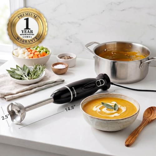 OVENTE Electric Corded Hand Blender, 300W with 2 Mixing Speeds Black HS560B - color: Black