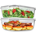 2 Pack 78 Oz / 9.8 Cups Large Glass Food Storage Containers with Lids, Meal Prep Containers for Baking, Serving, Glass Storage Container, BPA Free, Leakproof, Freezer, Microwave/Oven Safe - color: Grey