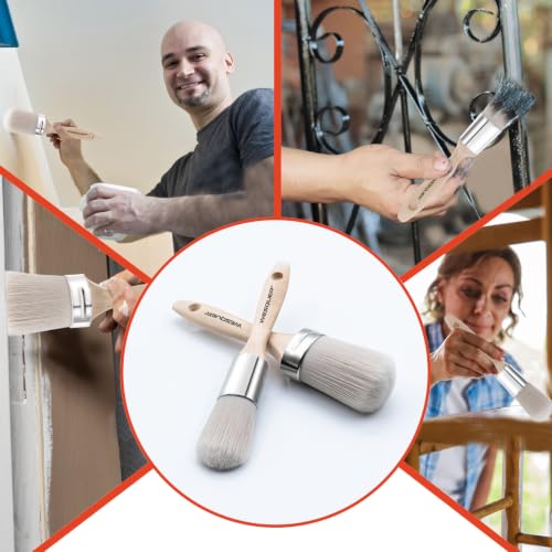 Wesquer Chalk Paint Brushes for Furniture, Wax Brush Milk Paint & Crafts - color: Grey Paint Brush