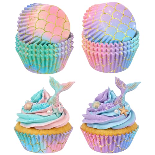 Mermaid Cupcake Liners 200 Pack Pastel Baking Cups Party Decor - style: Style B