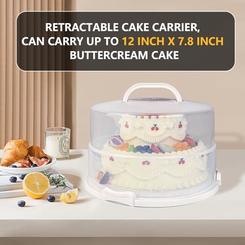 12 Inch Cake carrier Container with Lid and Handles Includes Insulated Bag for Safe Transportation of Buttercream Doesn't Melt Easy for Cakes, Pies and Cupcakes (Grey) - color: Grey