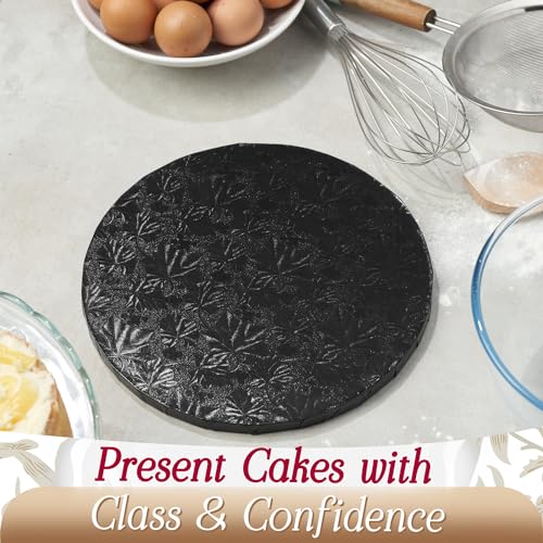 Cakebon Cake Boards 8" Black Round Cake Drums 1/2" Wrapped Edge 1Pack - color: Black, size: 8 Inch