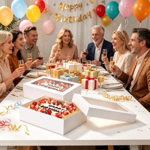 COTOPHER 16x11x4 In Rectangular Cake Boxes, 16pcs Bakery Boxes with Window - color: White, size: 16x11x4inch