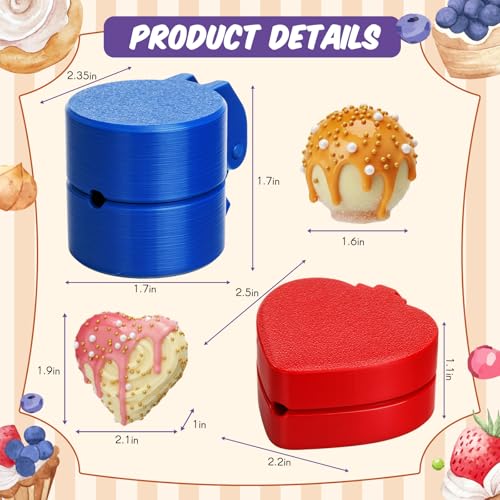 2 Pcs Large-sized Round and Heart Cake Pop Molds Press Set - color: Round and Heart, size: Large