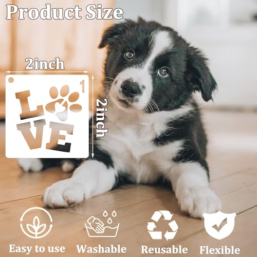 70 Pcs Paw Print Stencils for Painting,2 Inch Reusable Cat Dog Stencil Small Animal Paw Print Templates for Cookie Rock Wood Fabric Shirt - color: Paw Print(70Pcs)
