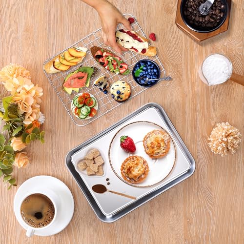 Homikit Toaster Oven Pan with Rack (1 Small Baking Sheet+1 Rack), 9” x 7” - size: 9*7 Inch