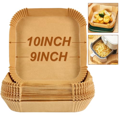BYKITCHEN 10 Inch Large Square Air Fryer Liners for 7-12QT XL Airfryer - size: Square-10in (7 to 10+QT)