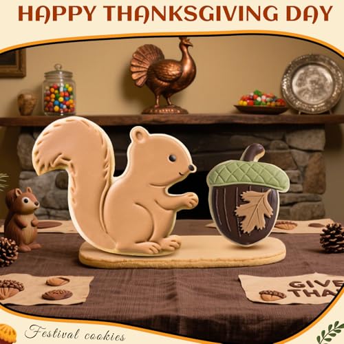 Teenyyou 2 Pcs Extra Large 8" Fall Cookie Cutters, Squirrel & Acorn - style: Squirrel and Acorn