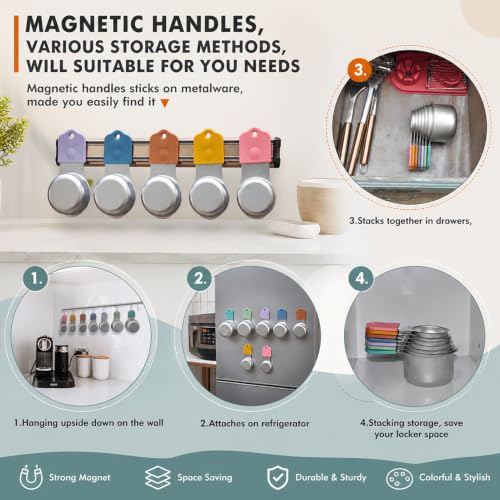 XSNBRD 7-Piece Magnetic Measuring Cup Set, Stainless Steel Stackable Cups - color: Multicolor