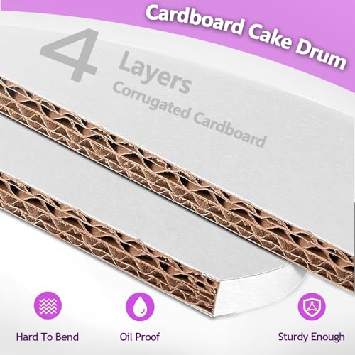 8 Inch Cakeboard 12 Pack, 1/2 Inch Thick Round Cake Boards, Bend Resistant & Sturdy White Cake Cardboard for Presenting Heavy/Tall Tiered Cakes, Base Para Pastel - size: 8 inch