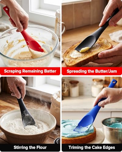 Silicone Spatula Scraper Set, Food Grade Rubber Spatulas, 3 Pack (11.3inch) - size: 11.3 inch