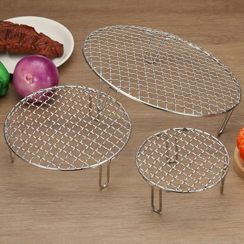 uxcell 11.5 Inch Round Cooking Rack, Stainless Steel Canning Racks with Legs, Barbecue Mesh Grill for Baking Cooling Steaming Cookware - size: 11.5 Inch