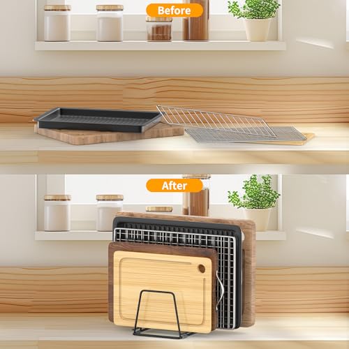 Cutting Board Organizer Kitchen Organizer Rack for Cutting Board, Bakeware, and Cookie Sheet, 5-Slot Heavy-Duty Steel Cookware Holder,Rust-Resistant with Anti-Slip Feet (2, Small) - size: Small（2PCS）