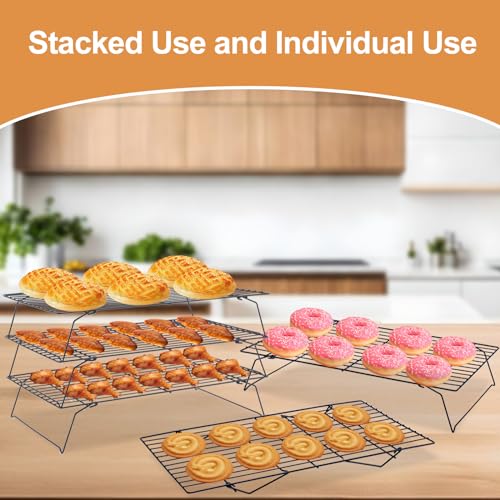 Briout Cooling Rack for Cooking Baking 3 Tiers, 16" x 10" Wire Rack, Black - color: Black, size: 16"x10"-3Tier