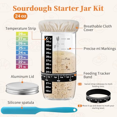 40Pcs Sourdough Starter Kit, Banneton Proofing Baskets, Scale Jar - size: 10" 40Pcs Set