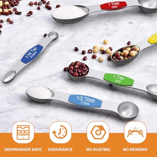 Wildone Stainless Steel Magnetic Measuring Spoons with Strong Magnets, 14pc - color: Multicolor