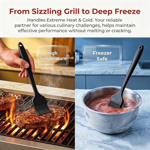 2 Pack Silicone Basting Brushes, Heat Safe for BBQ Baking Pastry - color: Black