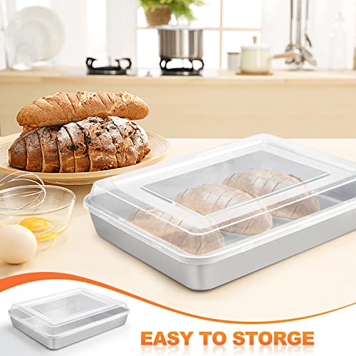 Herogo 9 x 12 Inch Baking Pan with Lid Set (3 Pans + 3 Lids) - size: 12.4" x 9.6" x 2"