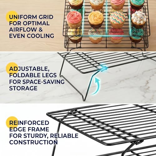 Cooling Rack for Baking, 3-Tier Stackable Wire Rack 10"x15.8" - color: Cooling rack*3
