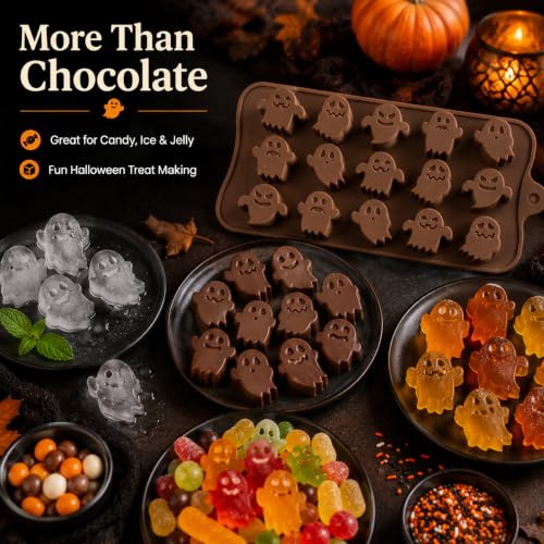 15-Cavity Halloween Ghost Silicone Mold for Chocolate Candy and Ice