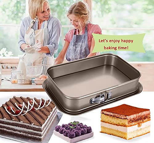 Meleg Otthon Springform Cheesecake Pan - Leakproof, Nonstick, Rectangle, Removable Bottom, Gold (15.7" x 11" x 2.6") - size: 15.7" x 11" x 2.6"