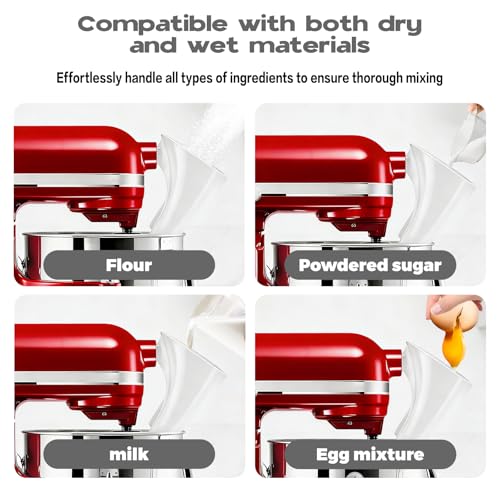 2026 New Flour Funnel for Kitchen Aid Mixer,Fits Tilt-Head 7 Qt (KSM150) - color: C White