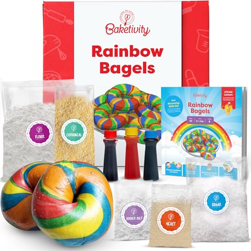 Baketivity Rainbow Bagel Kids Baking Kit with Pre-Measured Ingredients