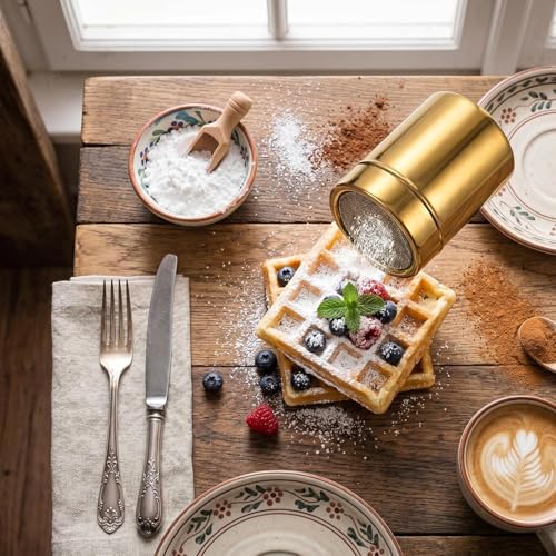 Stainless Steel Powder Shaker, Gold Dredge Shaker Dispenser Fine Mesh Lid