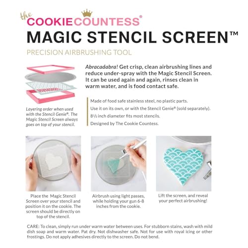 The Original Cookie Countess Magic Stencil Screen Airbrushing Tool Food-Safe Stainless Steel Airbrush Screen™ (1)