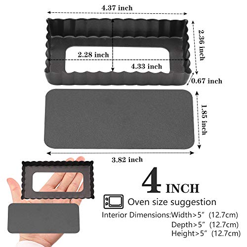 Mini Tart Pan Set of 6 Rectangular Non-Stick 4 Inch Quiche Pan Loose Removable Bottom Tart Pan for Pies, Quiche Bakeware, Cheese Cakes, Desserts - color: 4-Inch Rectangular